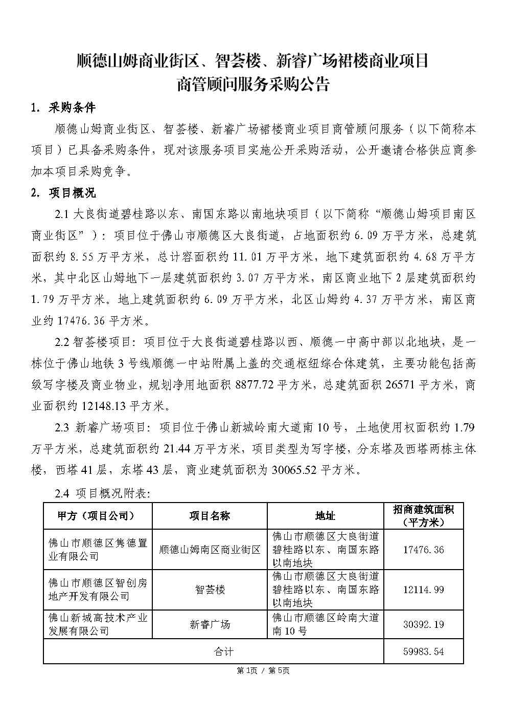 【采购公告】顺德山姆商业街区、智荟楼、新睿广场裙楼商业项目商管顾问服务_Page1.jpg